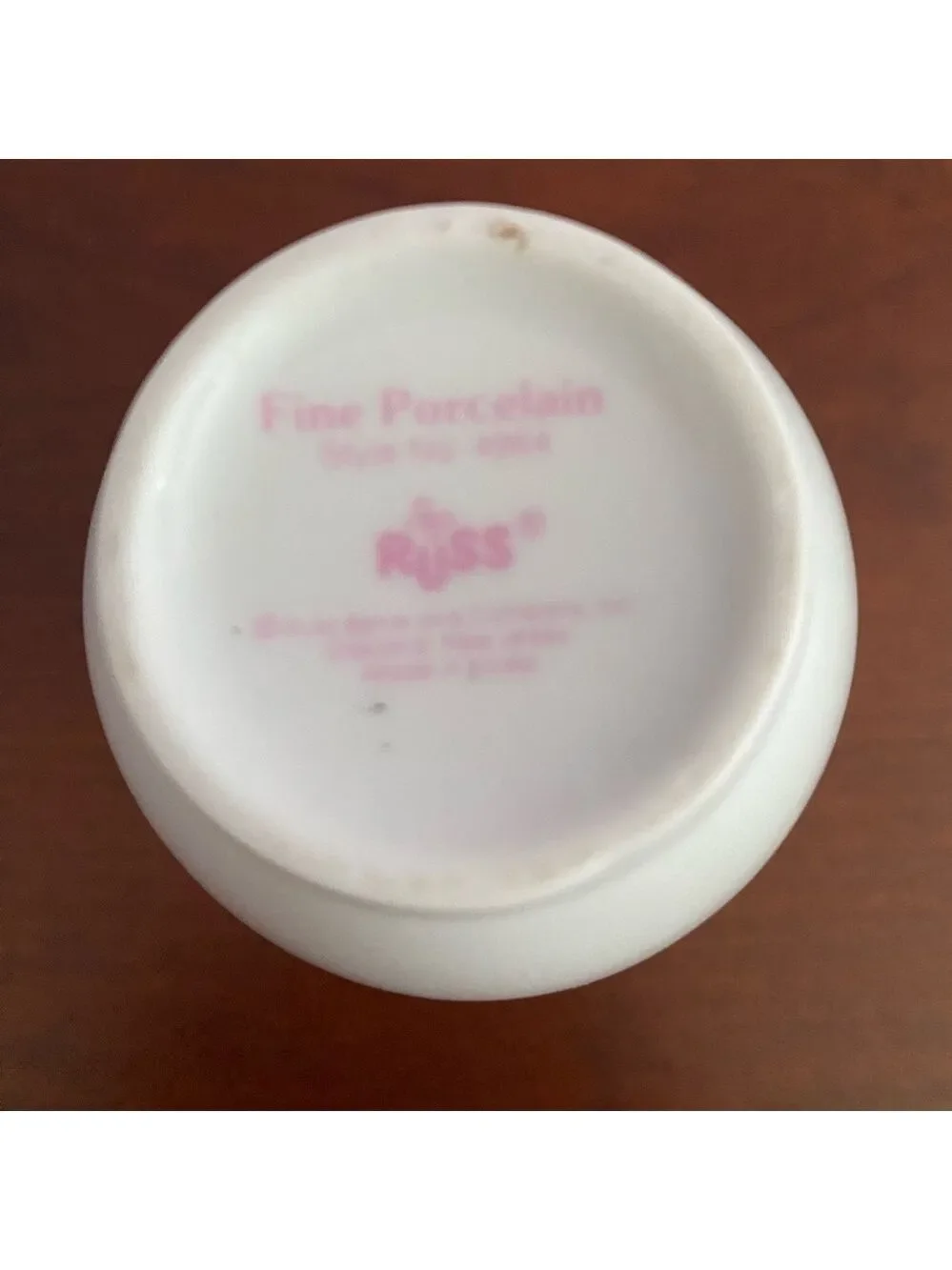 EUC Russ Berrie Fine Porcelain Mother's Vase | Pink Flowers & Gold Trim